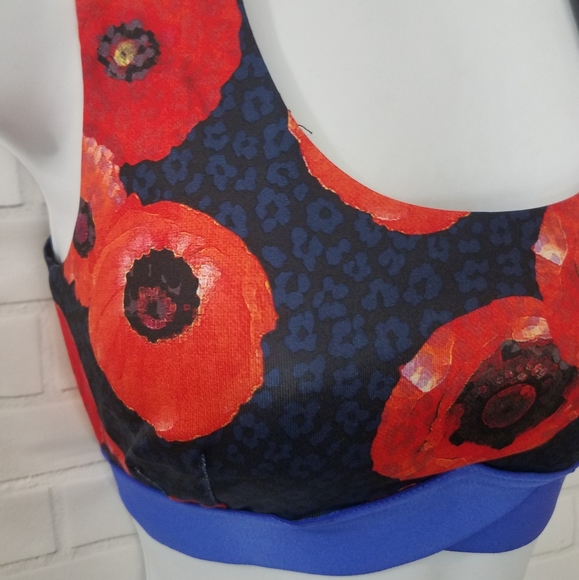 Poppy Flower Cute Floral Cheetah Sports Bra - Picture 3 of 8